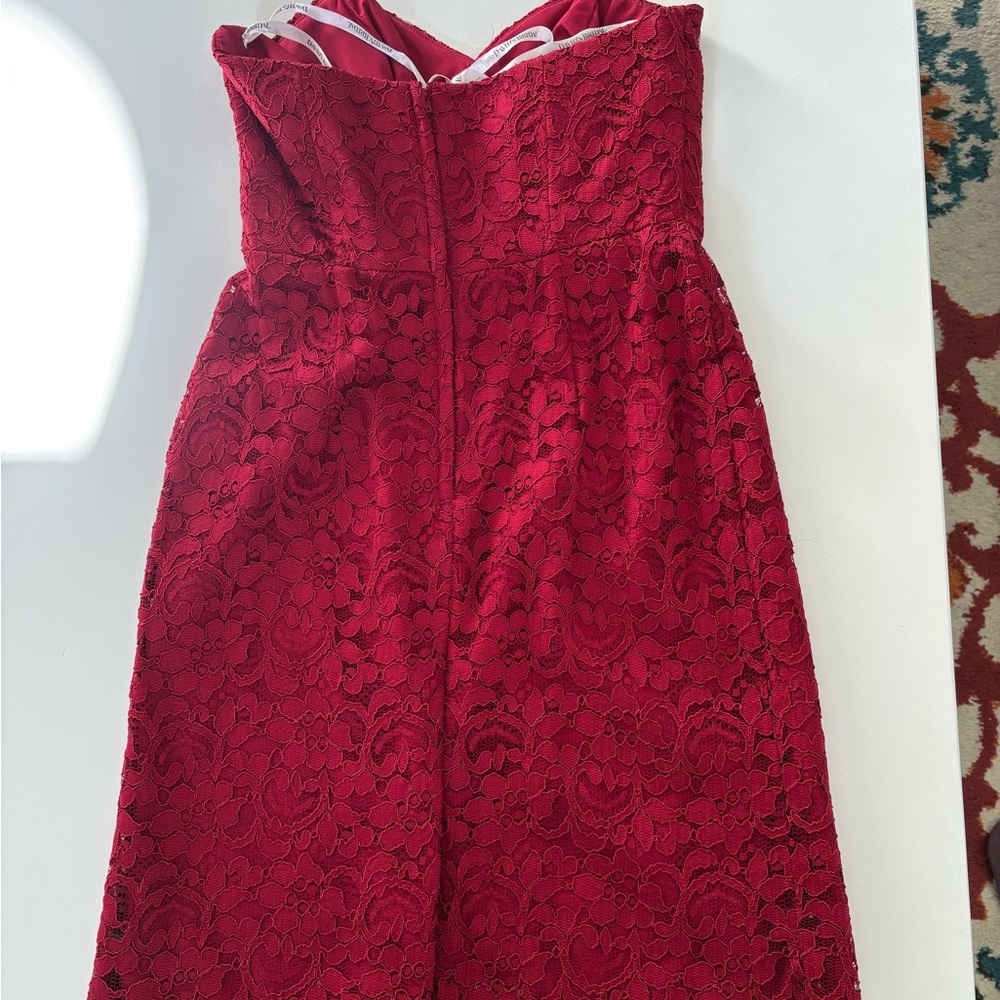 Red lace bridesmaids dress
